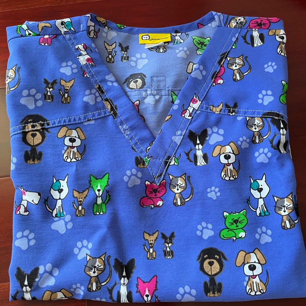 Scrub Top with Cute Animal Print